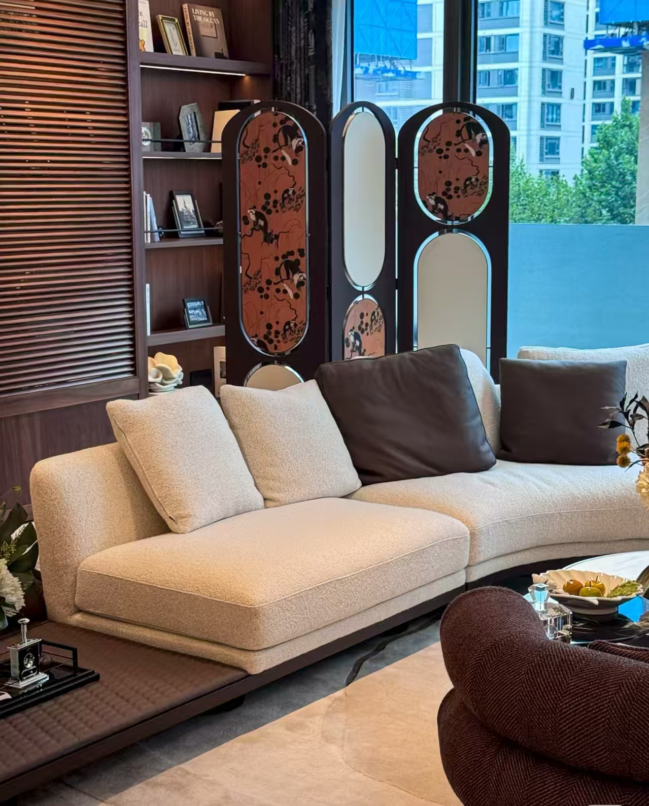 custom villa living room sofa and decorative screen