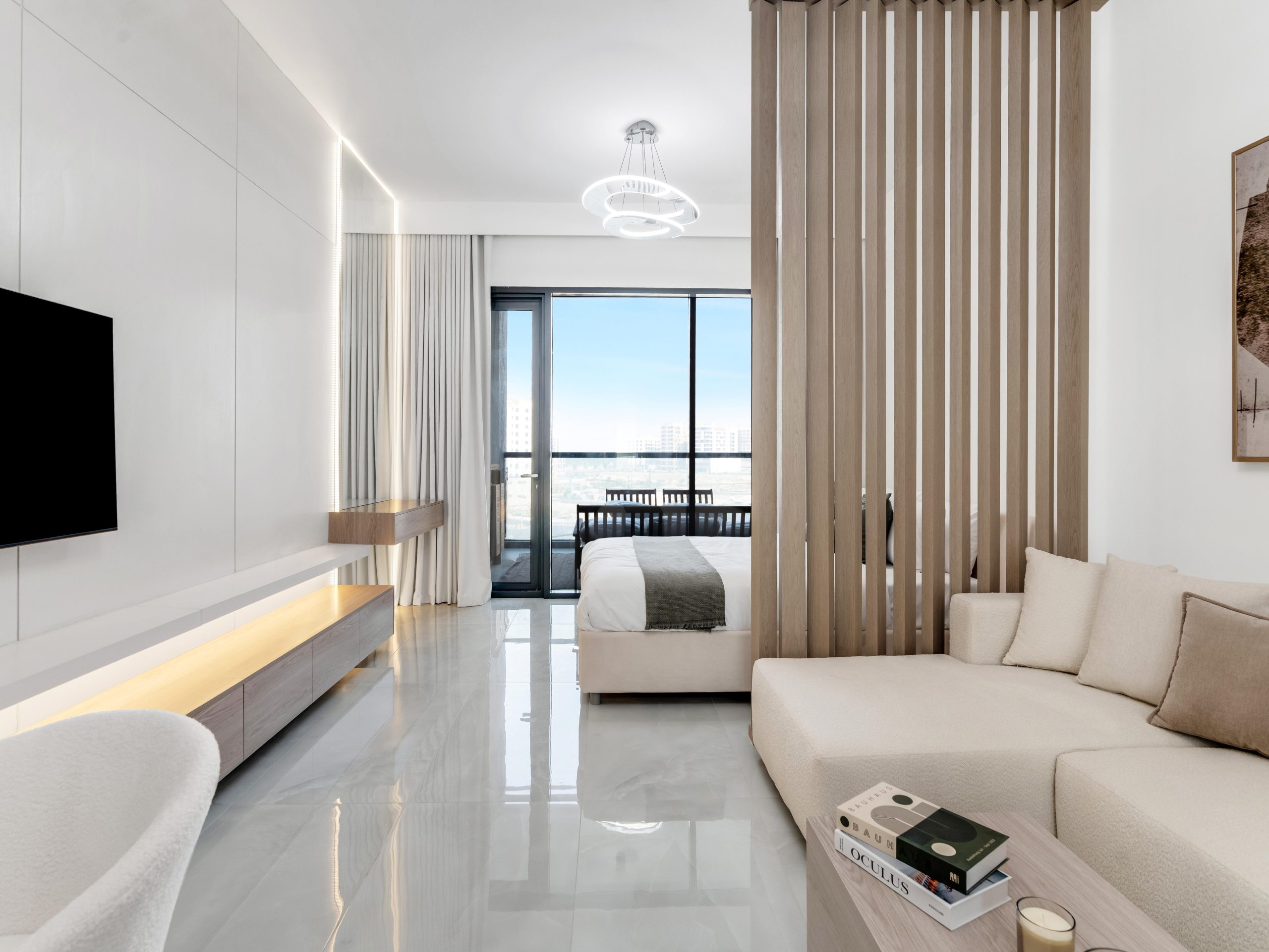 Contemporary residential interior and custom furnishings at OST Tower 11 Dubai